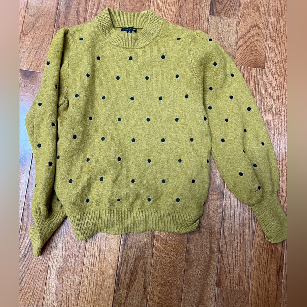Who What Wear Mustard Sweater with Black Dots